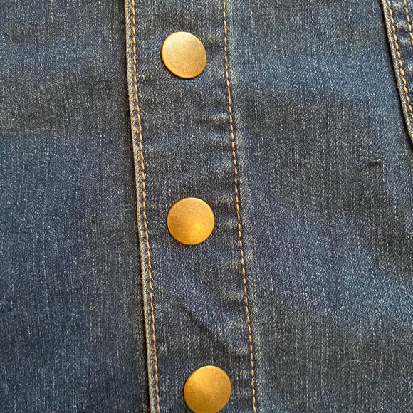 Blue Jean Skirt with Gold Buttons and 2 Pockets - Picture 3 of 6